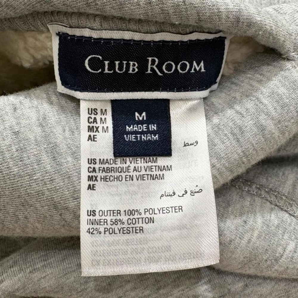 Reversible Sherpa Zip-Up Hoodie Club Room Light Gray Cream Y2K Casual Lounge M - Picture 8 of 8